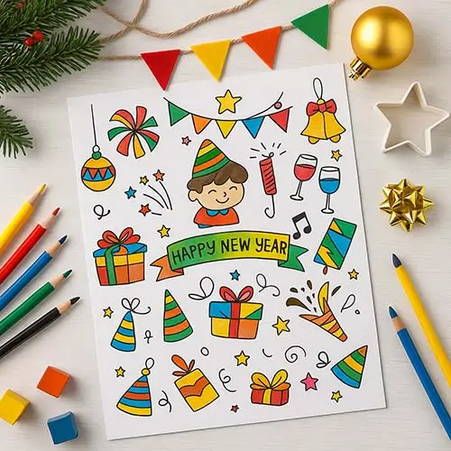 500 Holiday Coloring Page Prompts